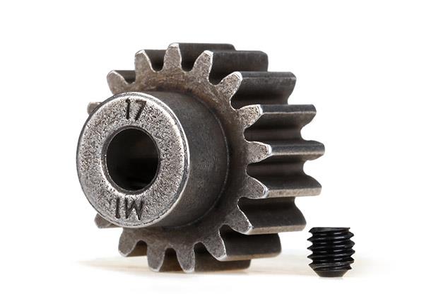 Traxxas Gear, 17T pinion (1.0 metric pitch) (fits 5mm shaft)/ set screw (for use only with steel spur gears)