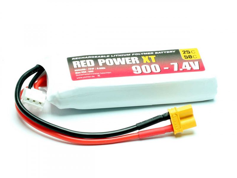 Red Power XT LiPo Accu 7.4 Volt 900mAh XT30/XH