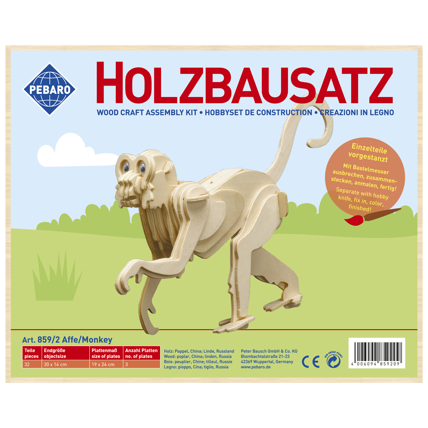 Pebaro Houten Bouwset Aap