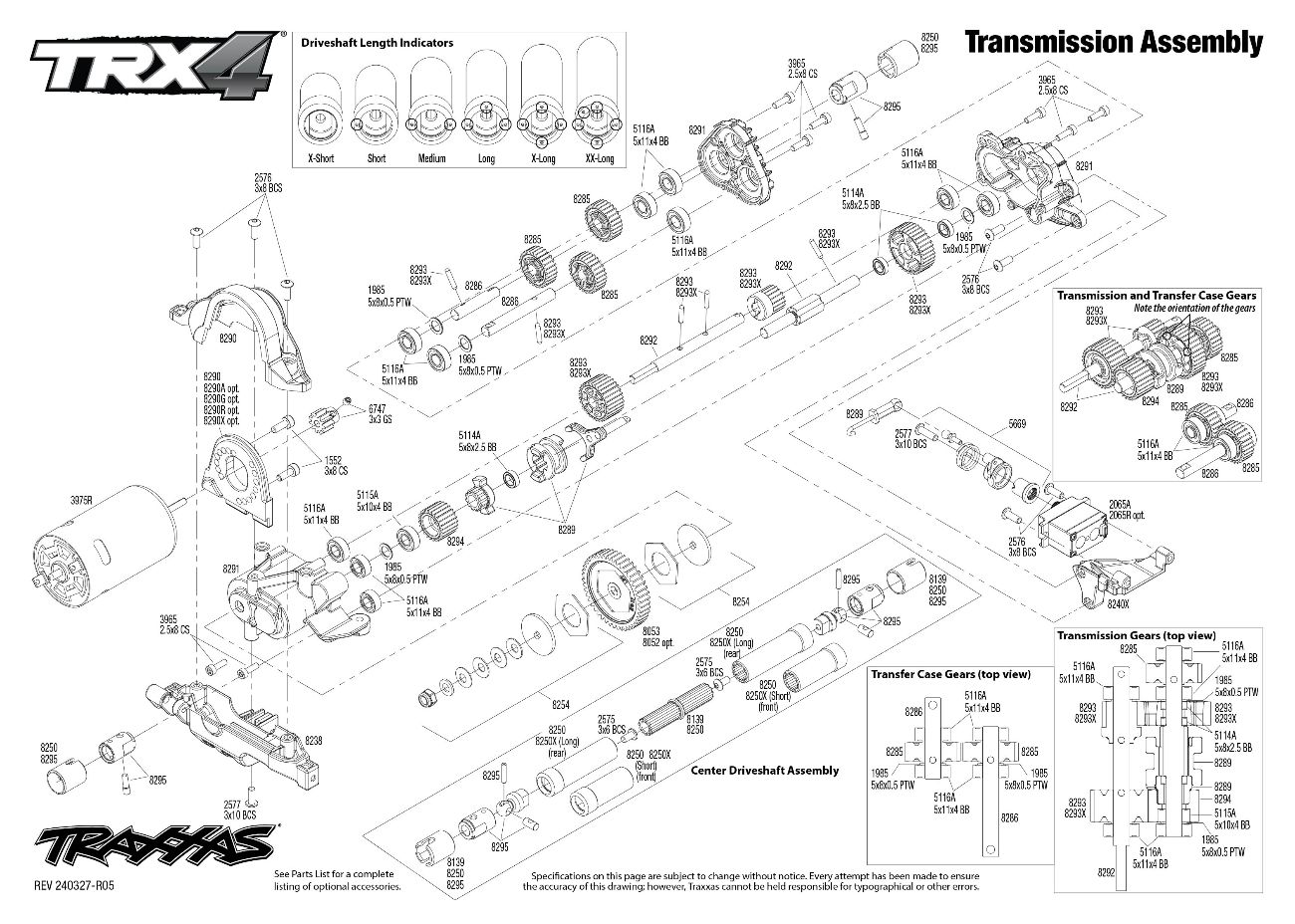 Traxxas TRX-4 Ford Bronco (92076-4) Transmission Assembly Exploded View