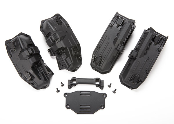 Traxxas Fenders, inner (narrow), front & rear (2 each)/ rock light covers (8)/ battery plate/ body mount/ 3x8 flat-head screws (4)/ 2.5x6 CS (10)