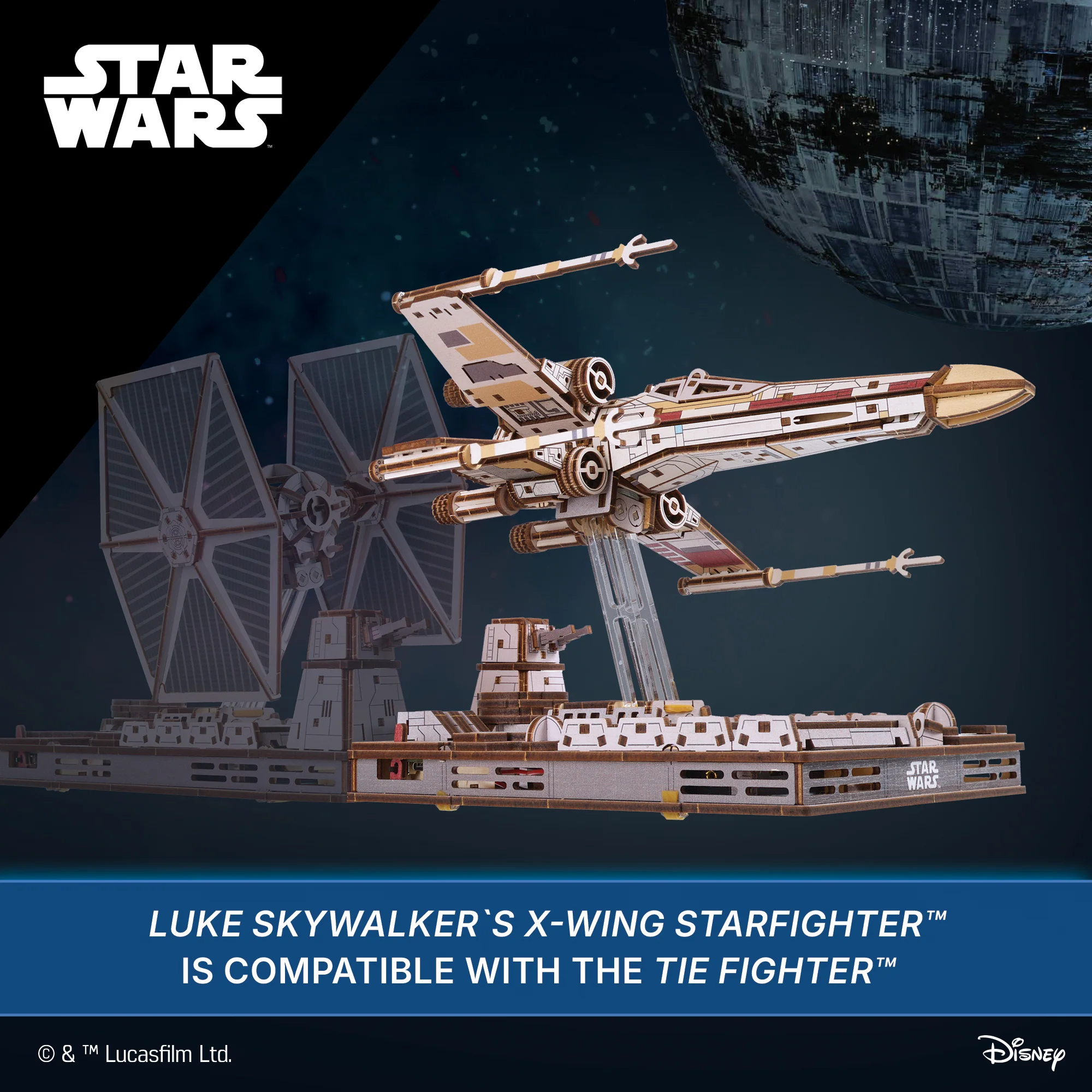 U-Gears Luke Skywalker's X-Wing Starfighter Star Wars mechanisch houten bouwpakket