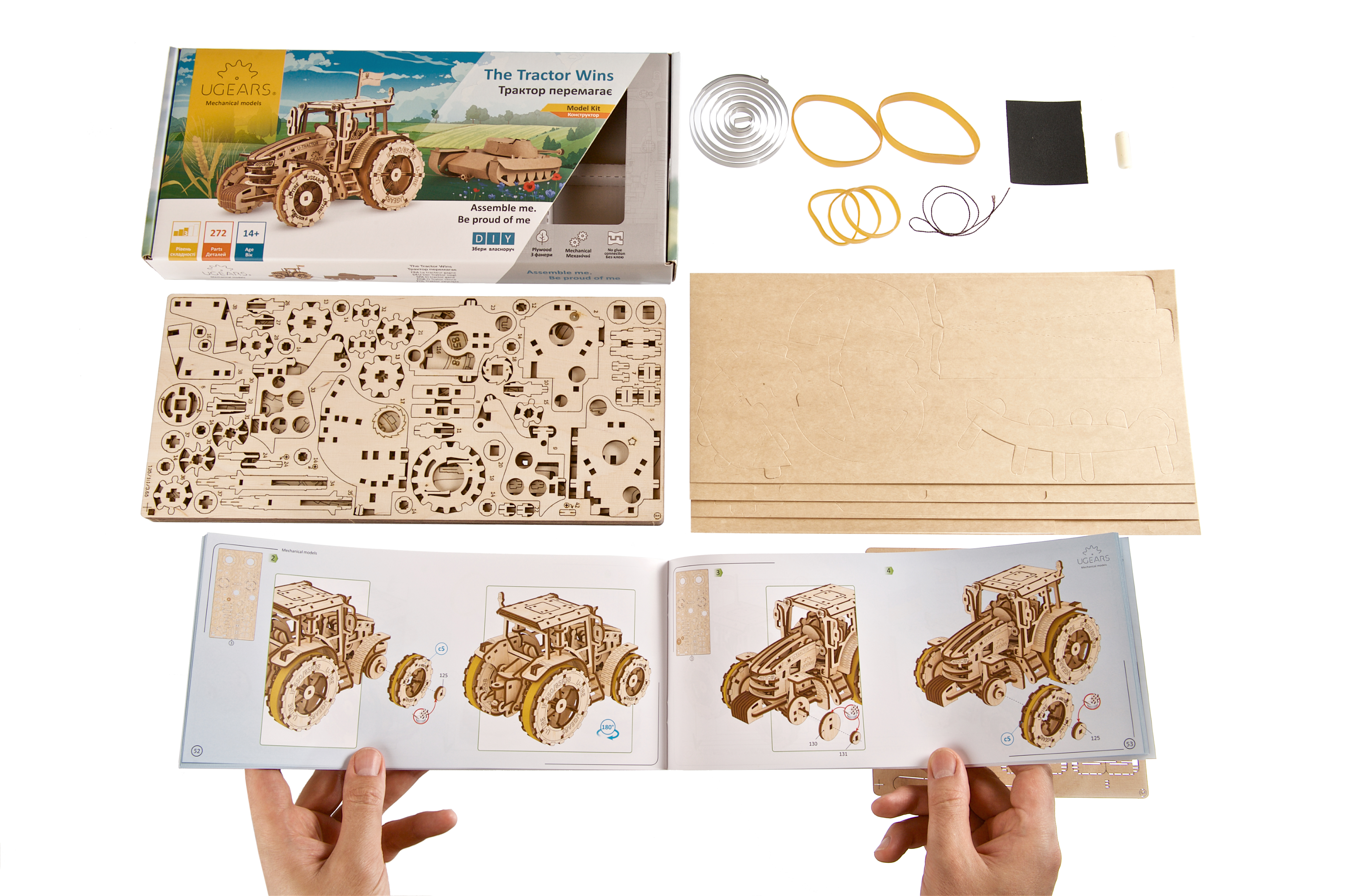 U-Gears De Tractor Wint mechanisch houten bouwpakket