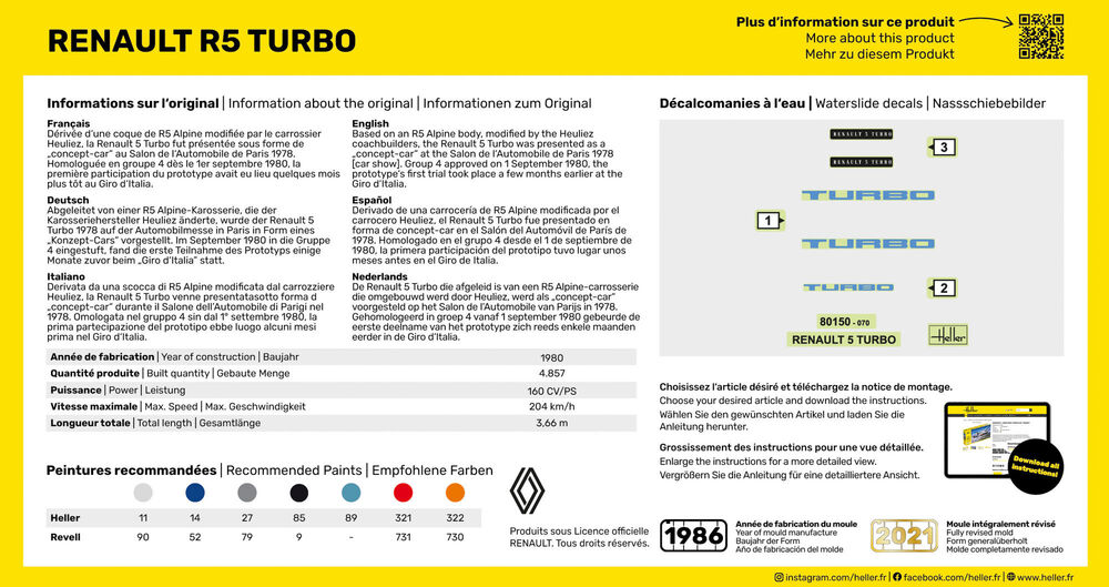 Heller Starter Kit Renault R5 TURBO 1/43