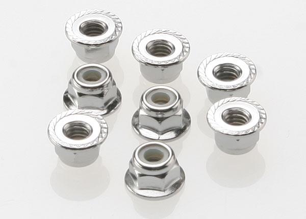 Traxxas Nuts 4mm flanged nylon locking (steel serrated) (8)
