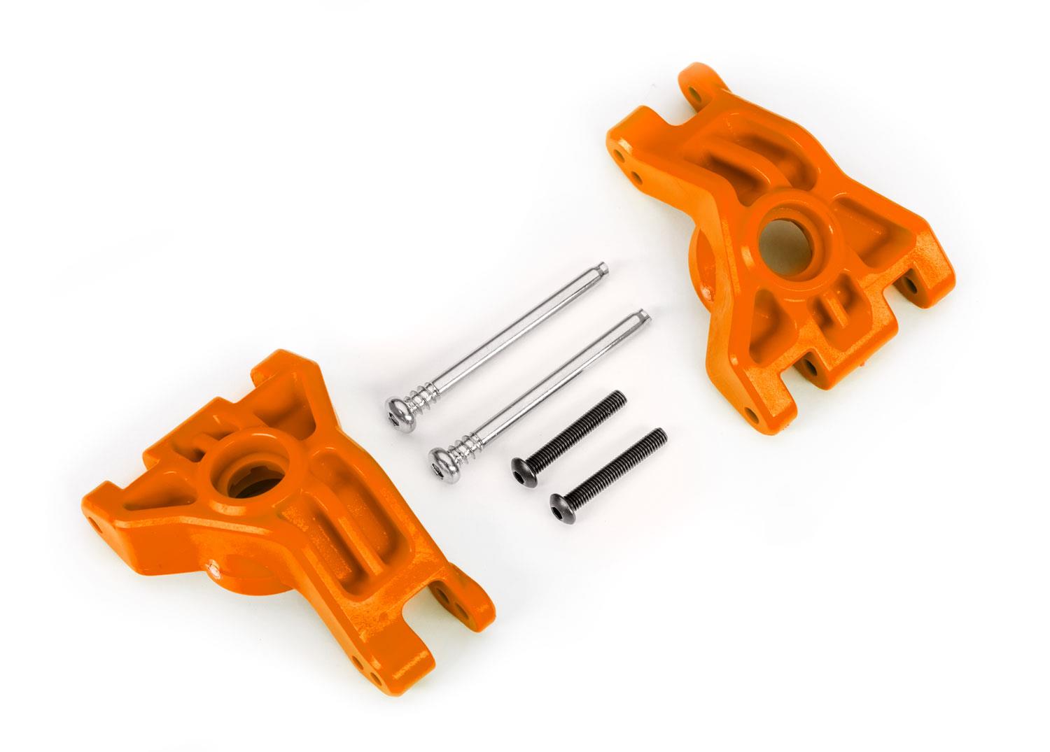 Traxxas Carriers stub axle rear extreme heavy duty orange (left & right)/ 3x41mm hinge pins (2)/ 3x20mm BCS (2) (for use with #9080 upgrade kit)