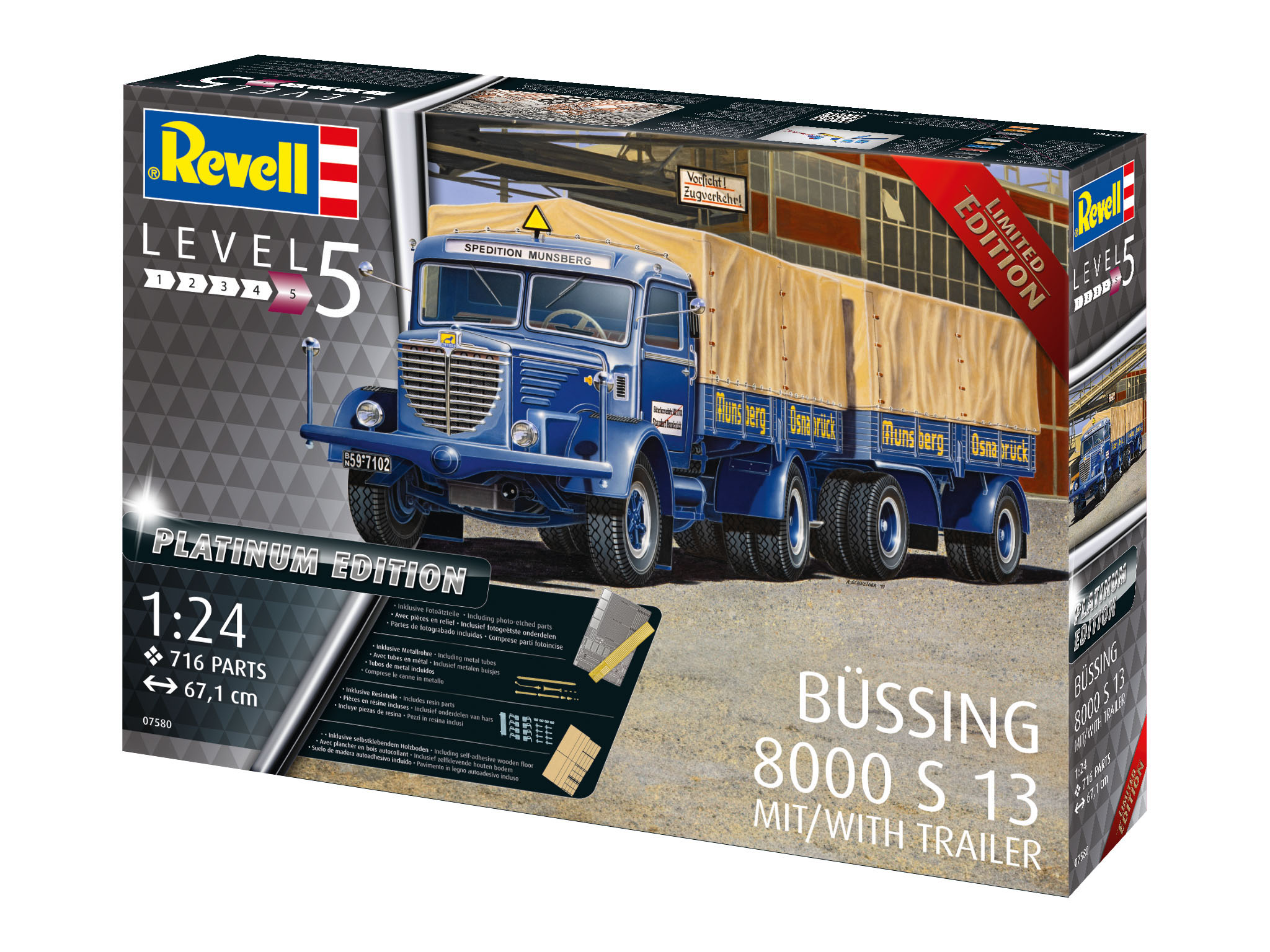 Revell Büssing 8000 S 13 met Trailer Platinum Edition 1/24