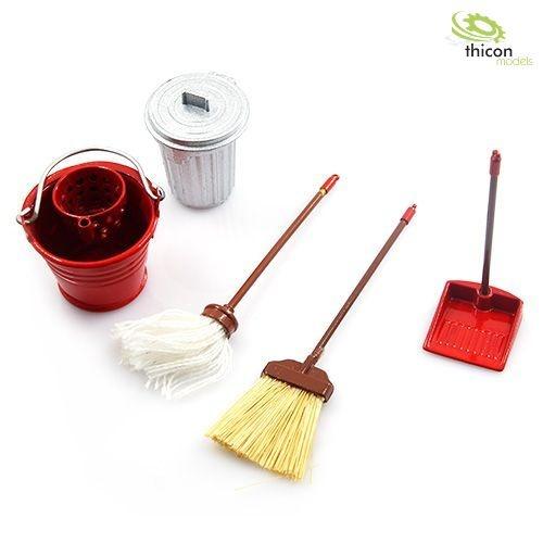 Thicon Cleaning Set with Brooms and Metal Buckets