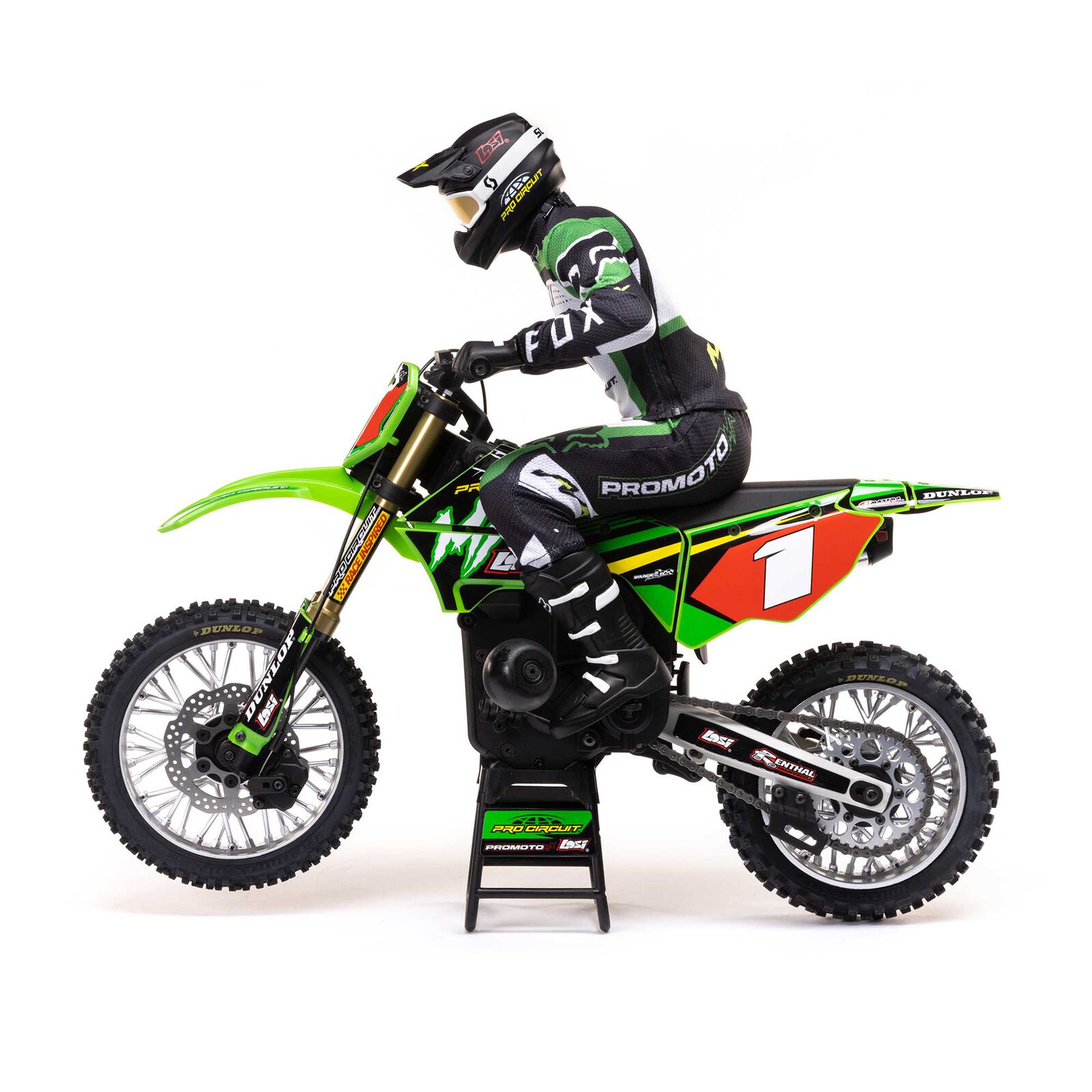 Losi Promoto-MX Pro Circuit 2S RTR Brushless Motorcycle (Battery and Charger Included), Green 1/4