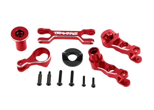 Traxxas Steering Bellcranks (left & right)/ Draglink 6061-T6 aluminum, red-anodized fits X-Maxx