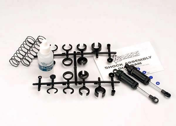 Traxxas Ultra Shocks (black) (long) (complete w/ spring pre-load spacers & springs) (front) (2)