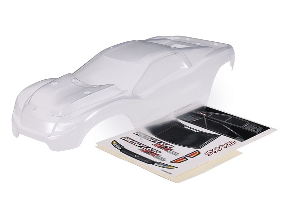 Traxxas Body, Rustler® 4X4 (clear, requires painting)/ window, grille, lights decal sheet 1/10