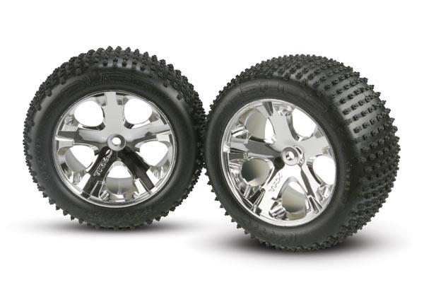 Traxxas Tires & wheels, assembled, glued (2.8") (All-Star chrome wheels, Alias® tires, foam inserts) (electric rear) (2)