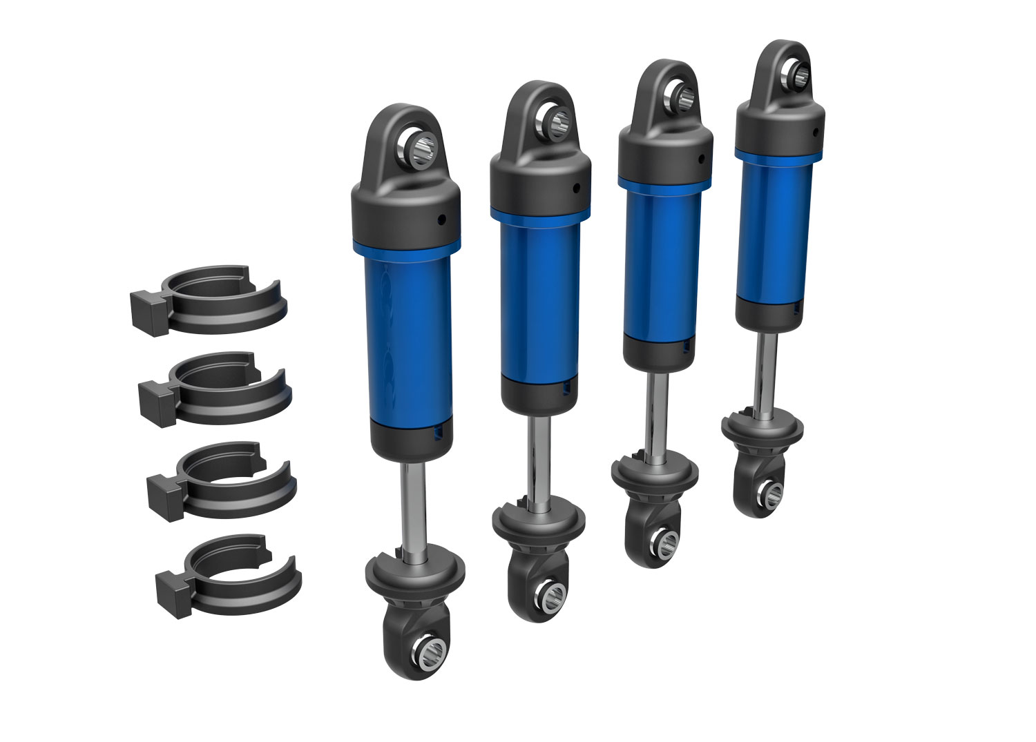 Traxxas Shocks, GTM, 6061-T6 aluminum (blue-anodized) (fully assembled w/o springs) (4)