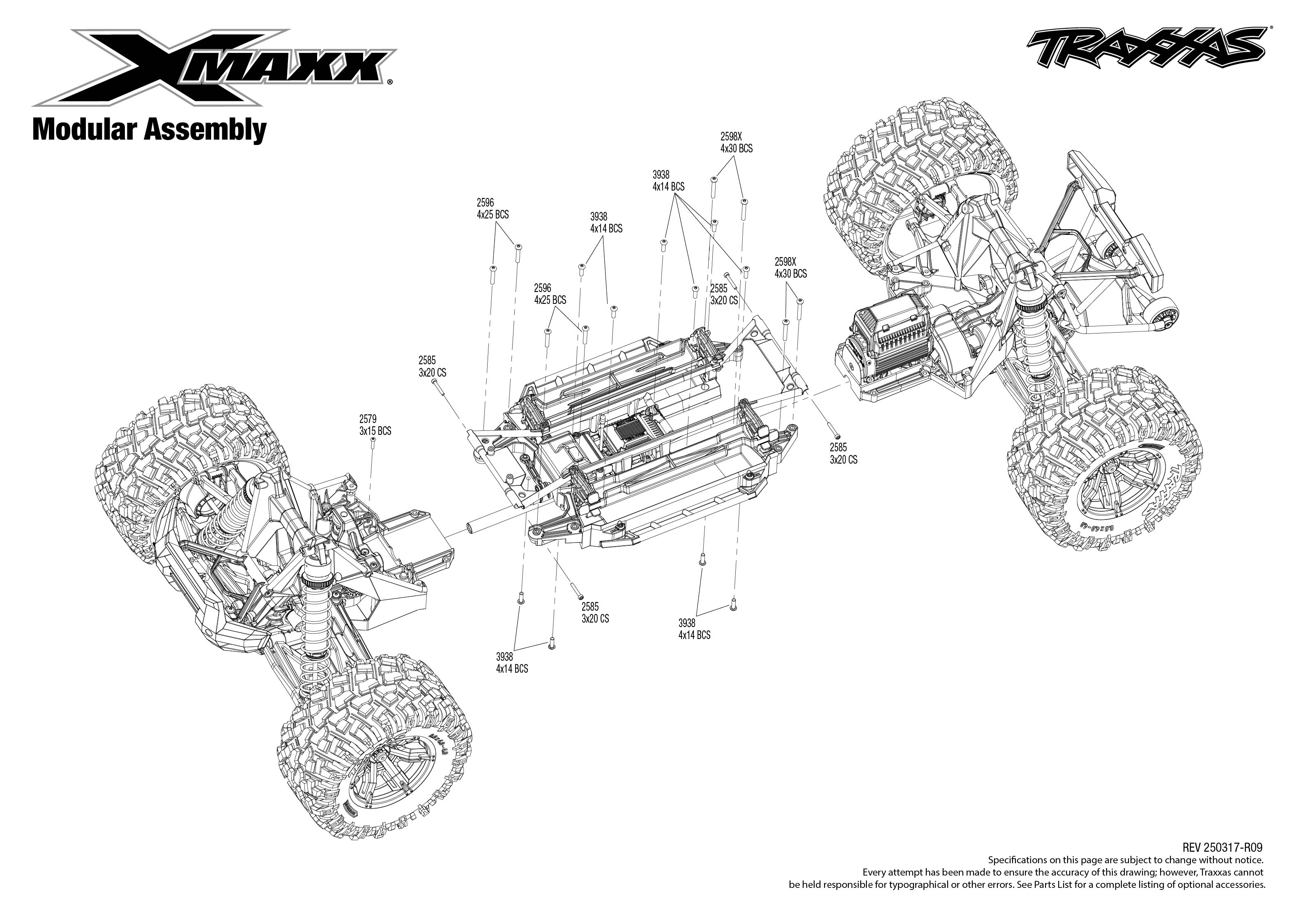 Traxxas X-Maxx 8s (77096-4) Modular Assembly Exploded View