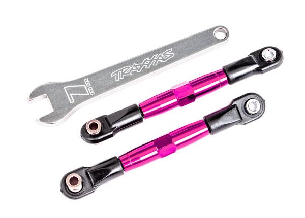 Traxxas Camber links front (TUBES pink-anodized 7075-T6 aluminum stronger than titanium) (2) (assembled with rod ends and hollow balls)/ aluminum wrench (1) (fits Drag Slash)