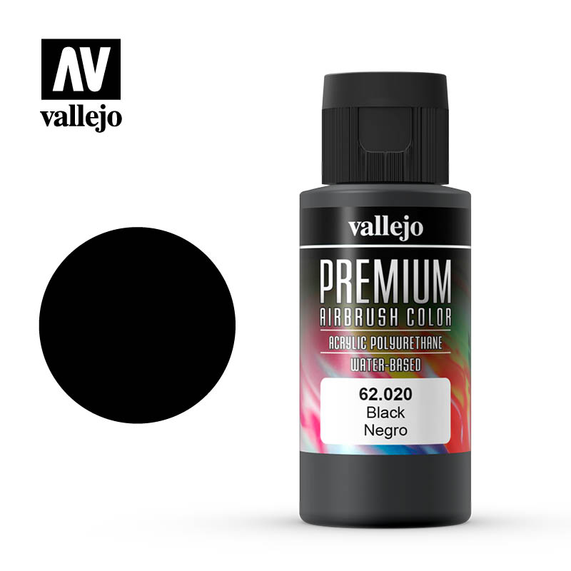 Vallejo Premium Airbrush Color Black Potje 60ml