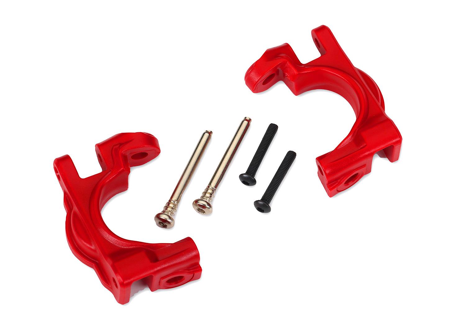 Traxxas Caster blocks (c-hubs) extreme heavy duty red (left & right)/ 3x32mm hinge pins (2)/ 3x20mm BCS (2) (for use with #9080 upgrade kit)
