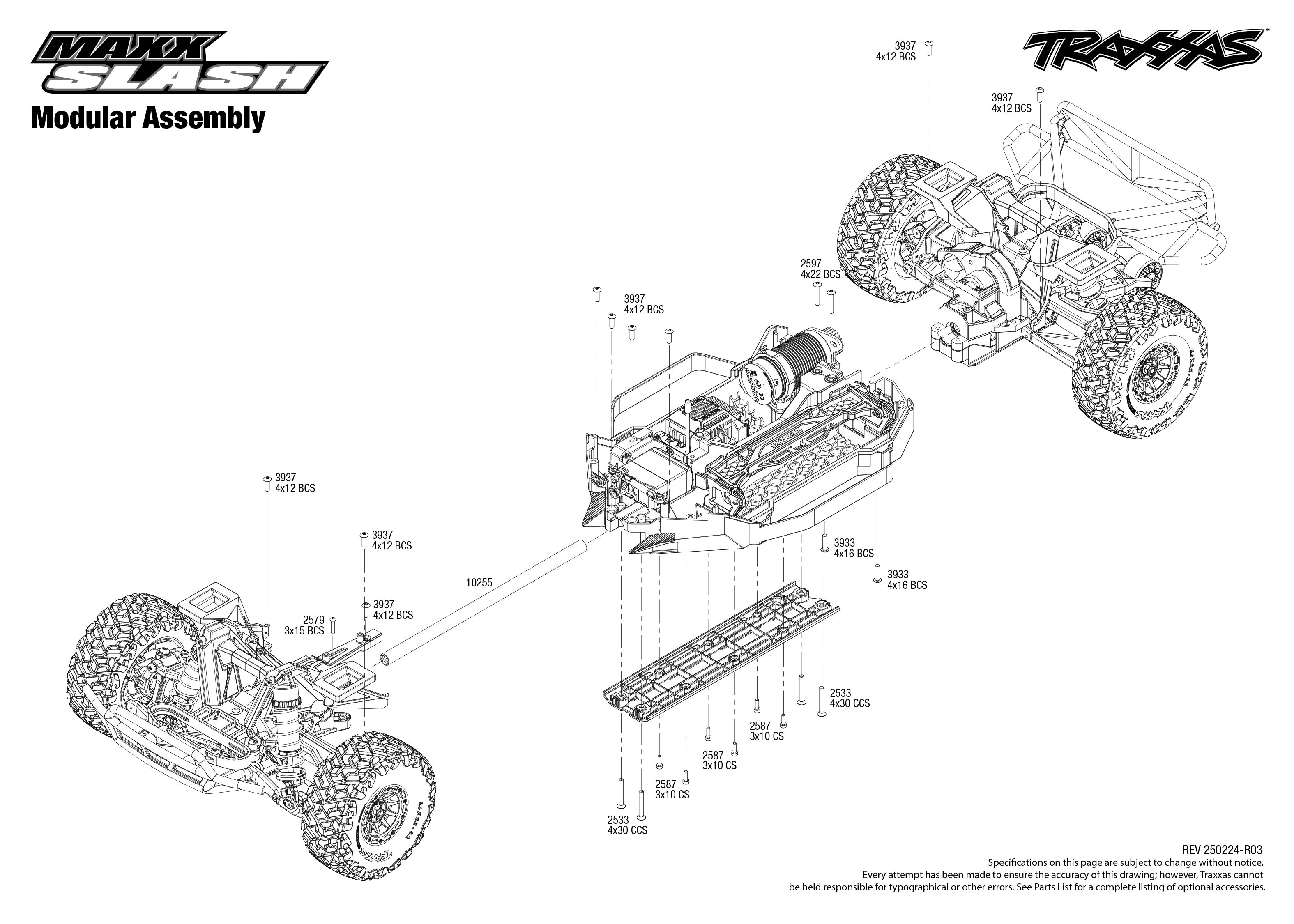 Traxxas Maxx® Slash® (102076-4) Modular Assembly Exploded View