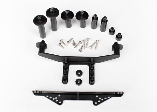 Traxxas Body mount front & rear (black)/ body posts 38mm (2) 25mm