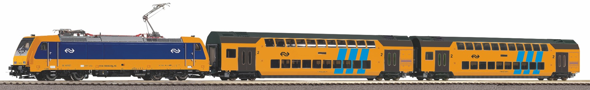 Piko Startset BR 186 NS met Twee Dubbeldekker Personenwagons H0