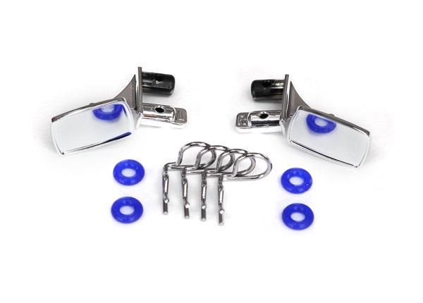 Traxxas Mirrors, side, chrome (left & right)/ o-rings (4)/ body clips (4) (fits #8130 series bodies)