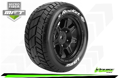 Louise RC X-Rocket MFT 1/5 X-Maxx Tire Set Mounted Sport Black Wheels Hex 24mm (2)