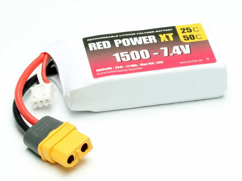 Red Power XT LiPo Accu 7.4 Volt 1500mAh XT60/XH