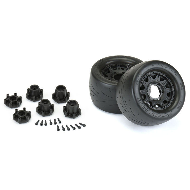 Proline 1/10 Prime F/R 2.8" Street MT Tires Mounted 12mm/14mm Black Raid (2)