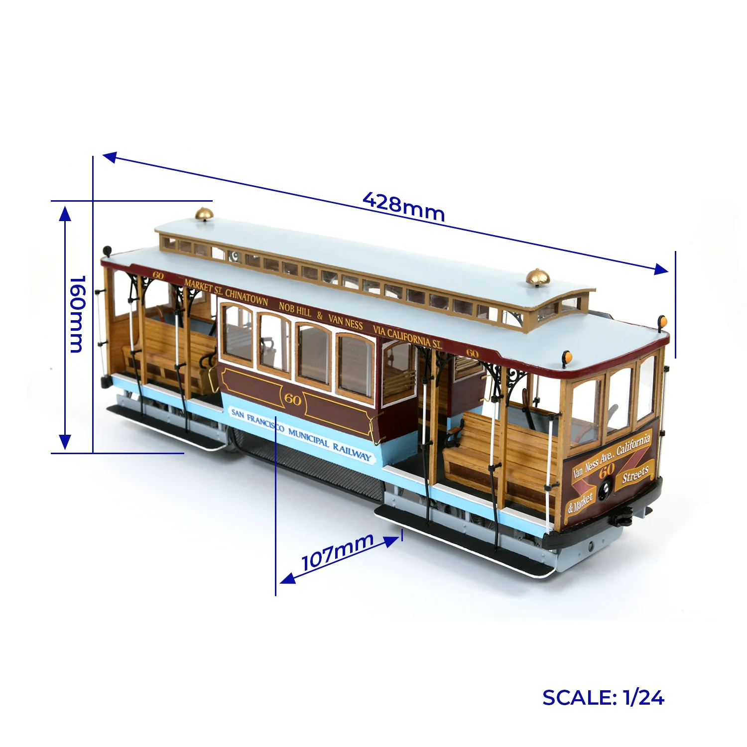 Occre Cablecar San Francisco Houten Bouwdoos 1/24