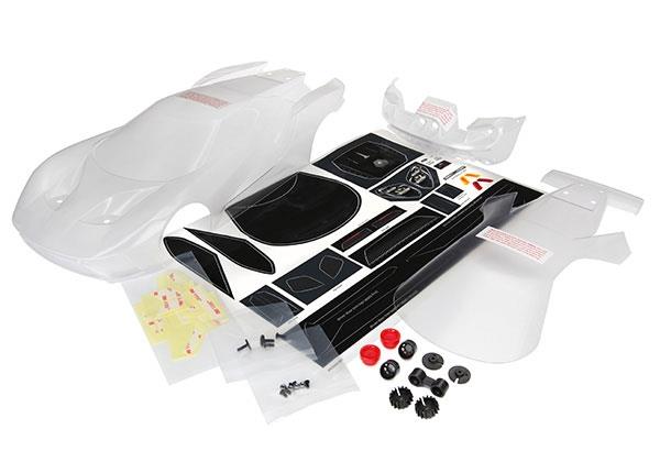 Traxxas Body, Ford GT (clear, requires painting)/ decal sheet (includes tail lights, exhaust tips, & mounting hardware)