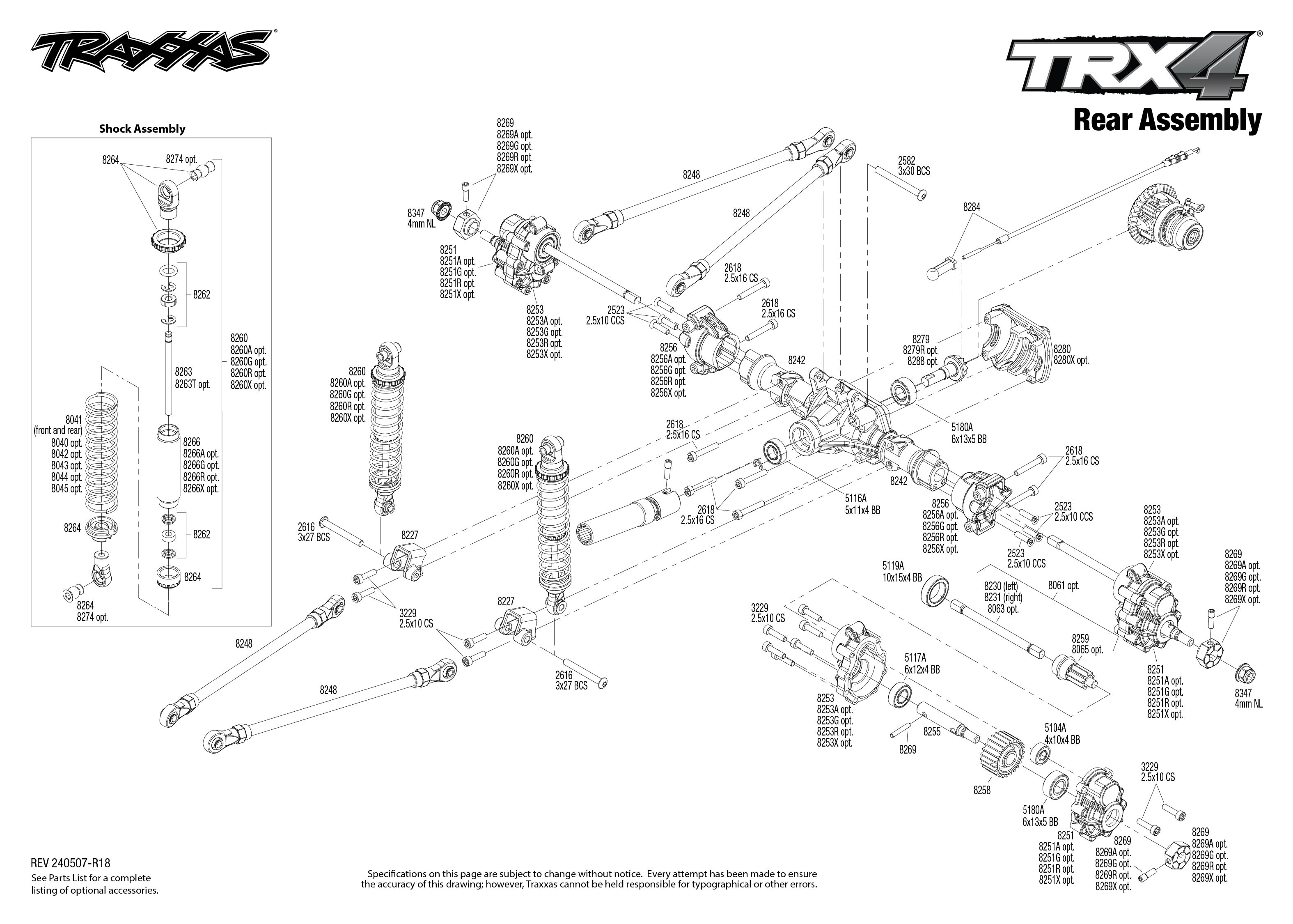 Traxxas TRX-4 Unassembled Kit (82016-4) Rear Assembly Exploded View