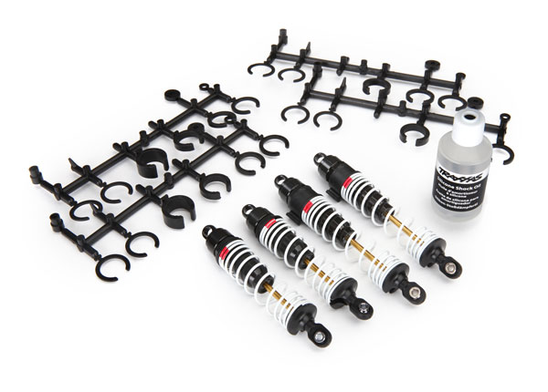 Traxxas Big Bore shocks (hard-anodized & PTFE-coated T6 aluminum) (assembled with TiN shafts and springs) (front & rear) (4)