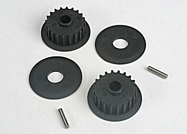 Traxxas Pulleys 20-groove (middle) (2)/flanges (2)/ axle pins (2)