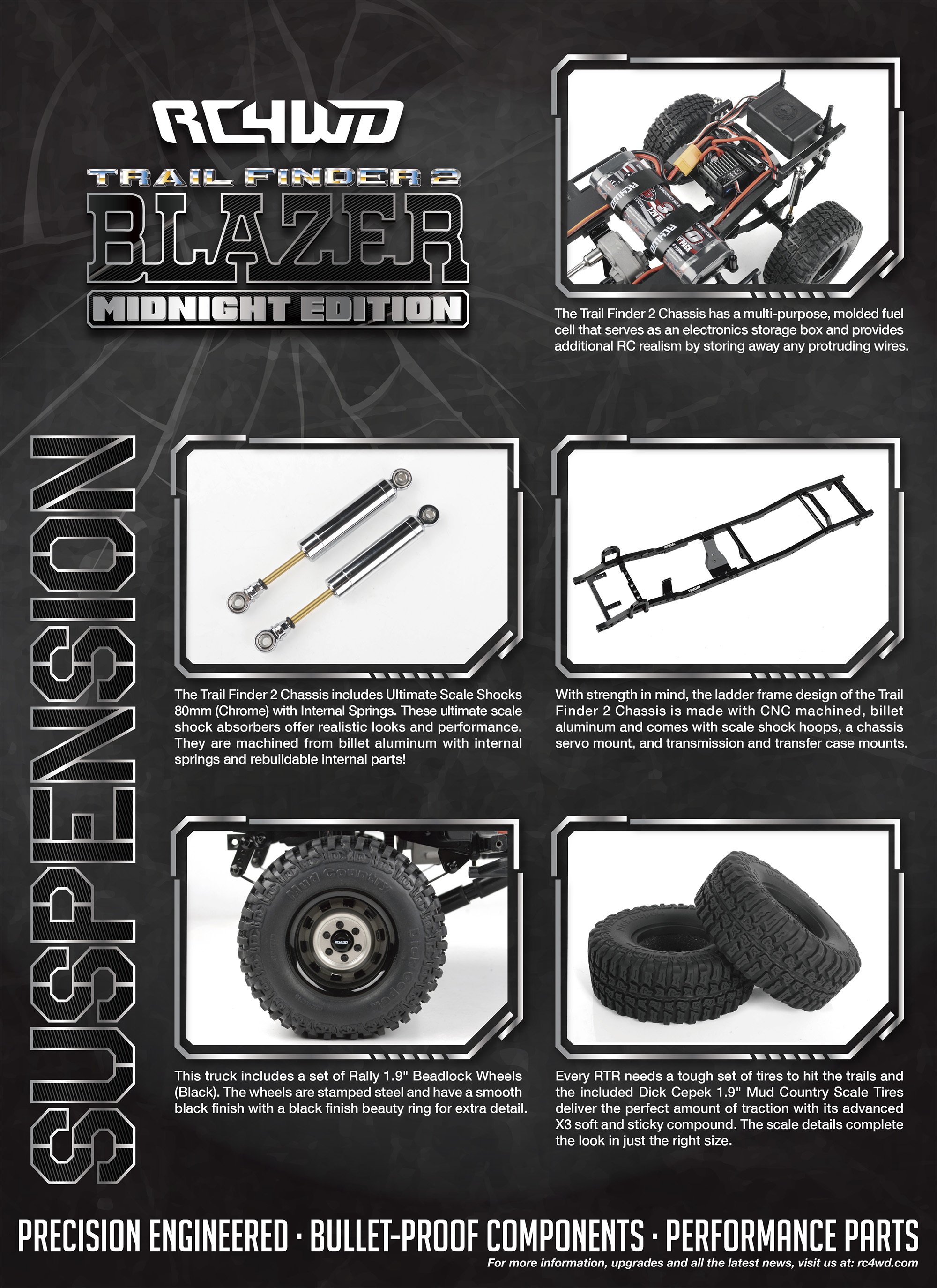 RC4WD Trail Finder 2 with Chevrolet Blazer Midnight Edition Hard Body Set 1/10