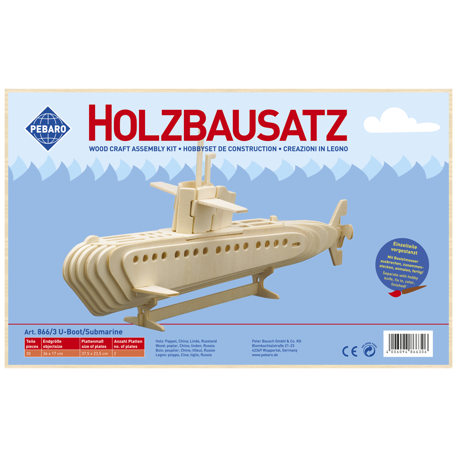 Pebaro Houten Bouwset Duikboot