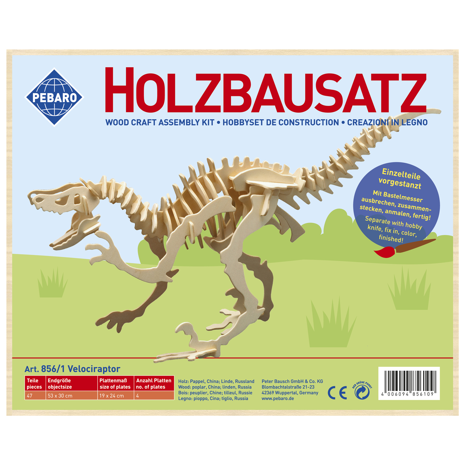 Pebaro Houten Bouwset Velociraptor