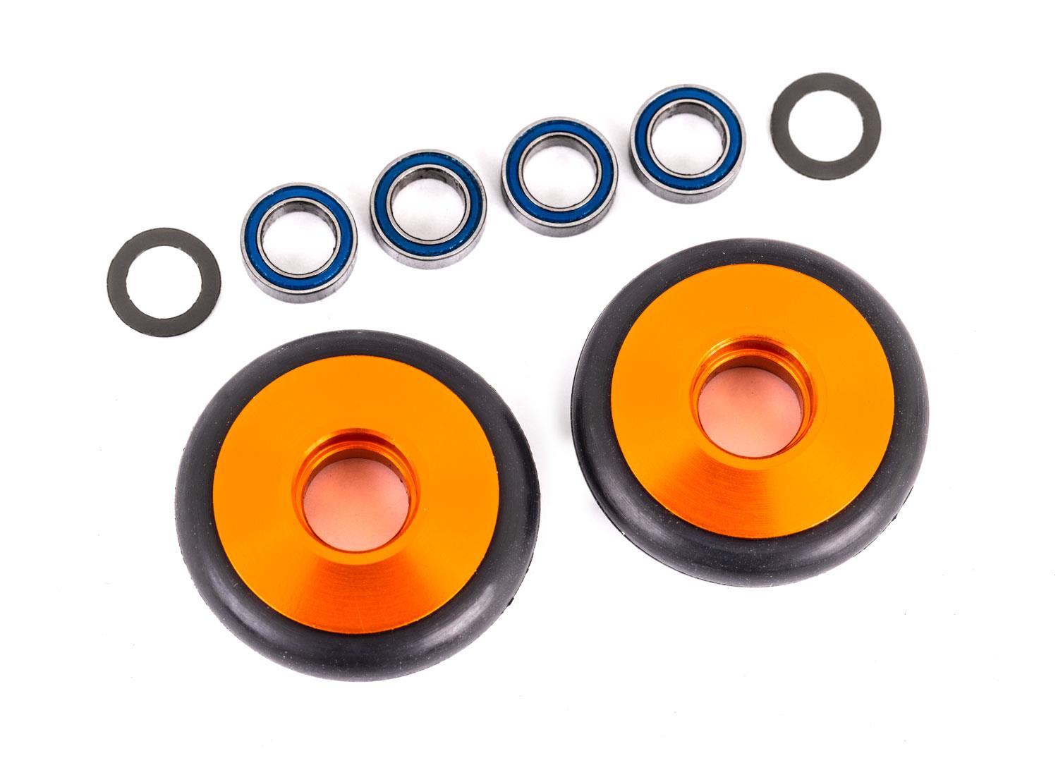 Traxxas Wheels wheelie bar 6061-T6 aluminum (orange-anodized) (2)/ 5x8x2.5mm ball bearings (4)/ o-rings (2)/ 5x8x0.3mm TW (2)