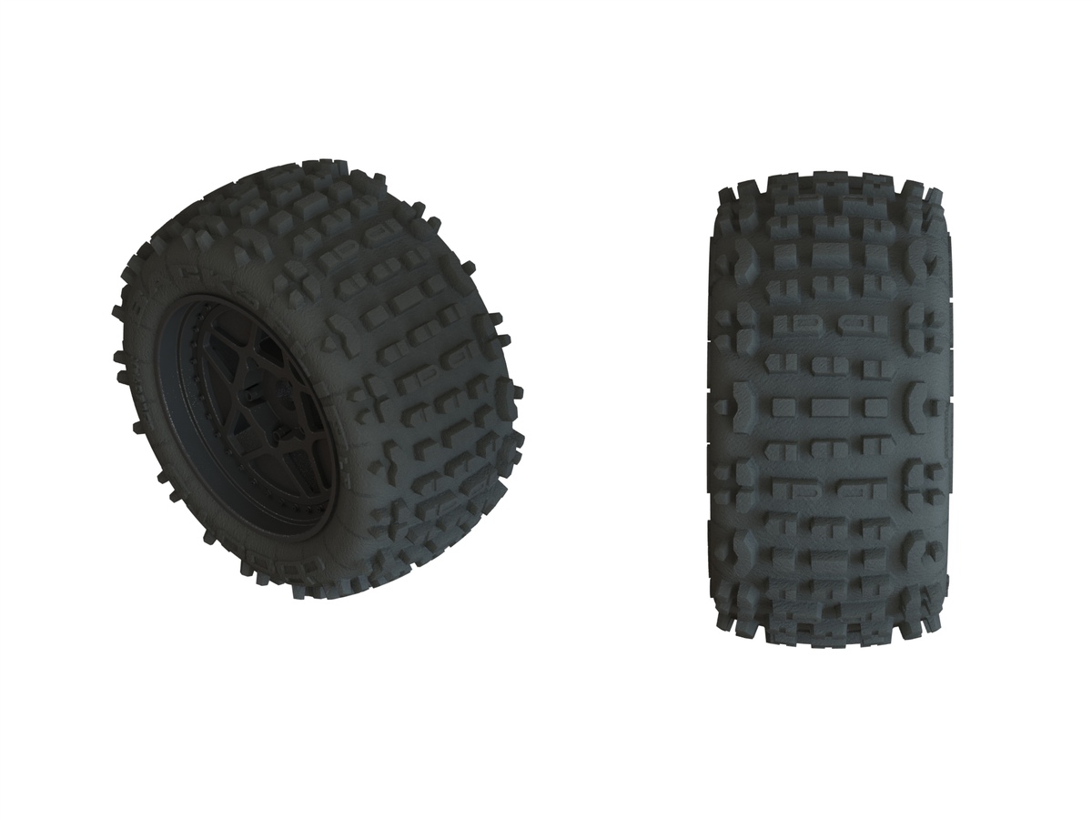 Arrma 1/10 dBoots Backflip LP Front/Rear 3.8 Pre-Mounted Tires, 17mm Hex 4S AR550050
