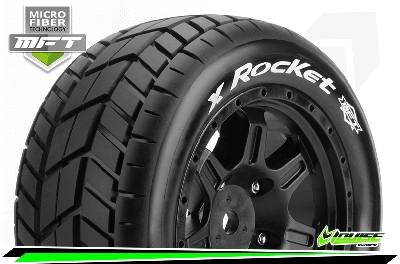 Louise RC X-Rocket MFT 1/5 X-Maxx Tire Set Mounted Sport Black Wheels Hex 24mm (2)