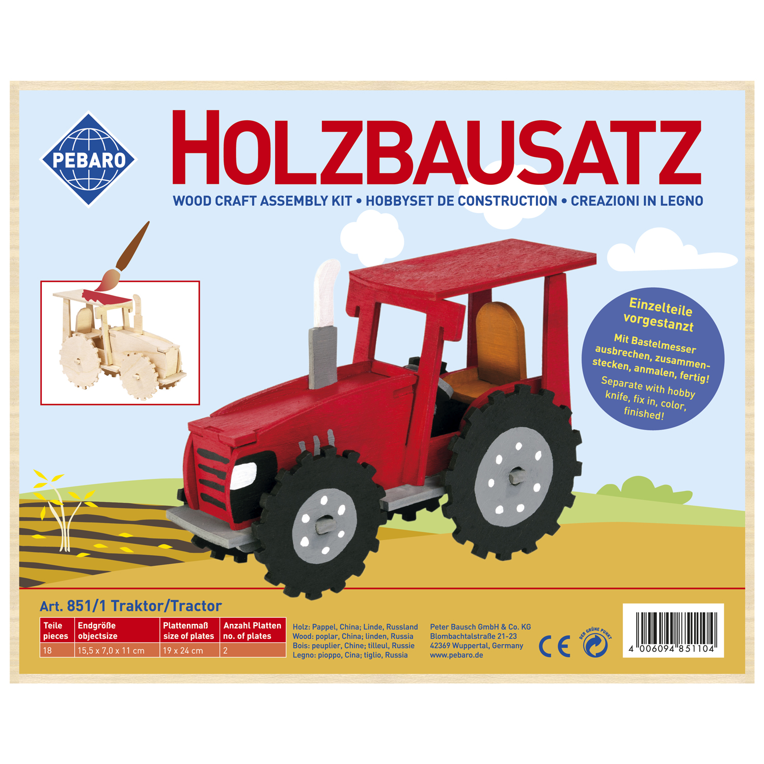Pebaro Houten Bouwset Traktor