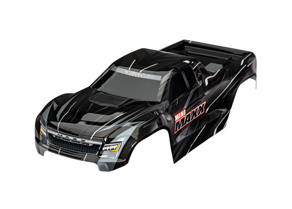 Traxxas Body, Mini Maxx®, complete (black) (painted, decals applied)