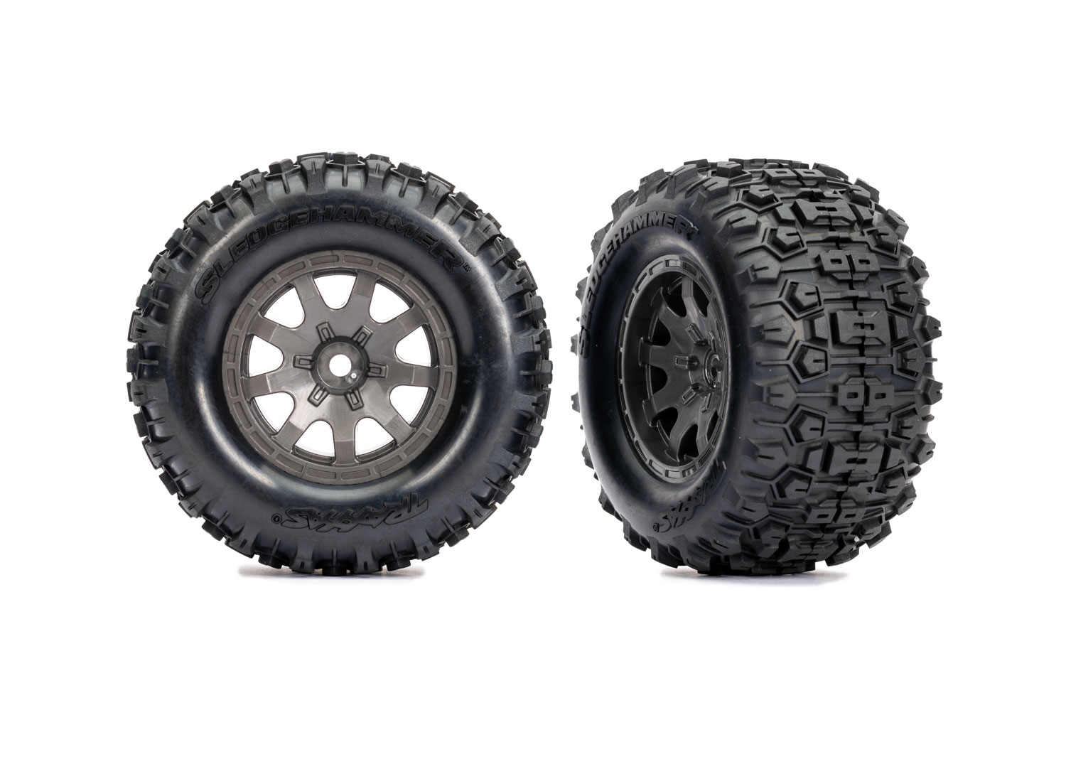 Traxxas Gray Rear Wheels with Sledgehammer Tires (2)