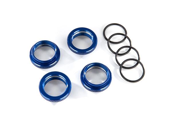 Traxxas Spring retainer (adjuster), blue-anodized aluminum, GT-Maxx® shocks (4) (assembled with o-ring)