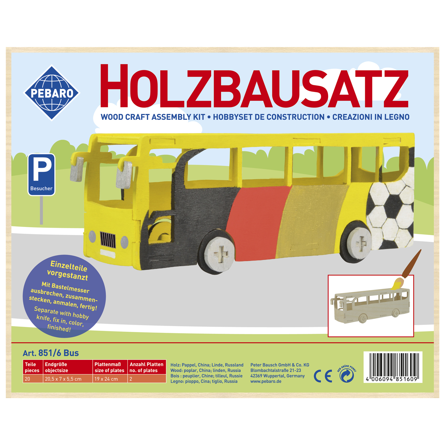Pebaro Houten Bouwset Bus