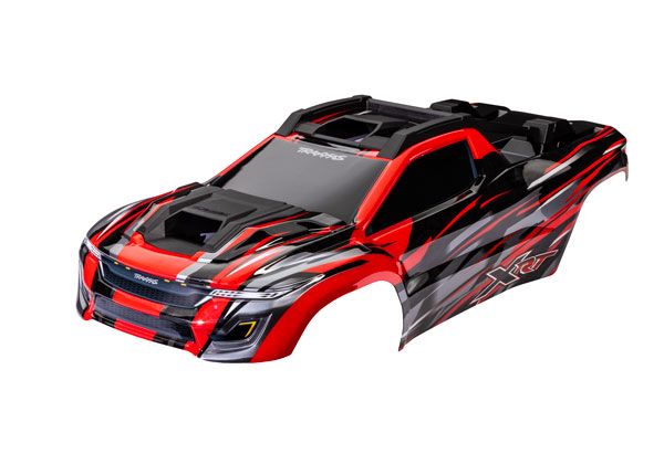 Traxxas Body, XRT®, red (painted, decals applied) (assembled with front & rear body supports for clipless mounting, roof & hood skid pads)
