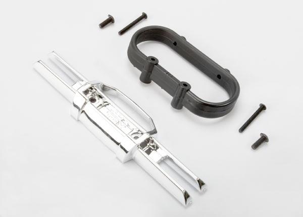 Traxxas Bumper, rear (chrome)/ bumper mount, rear/ 4x10mm BCS (2)/ 3x25mm BCS (2)