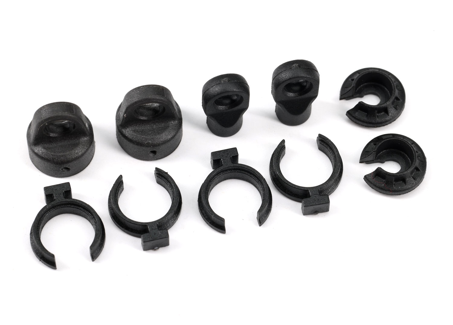 Traxxas Shock cap (2)/ spring perch (2)/ rod end (2)/ spring preload spacer (4)