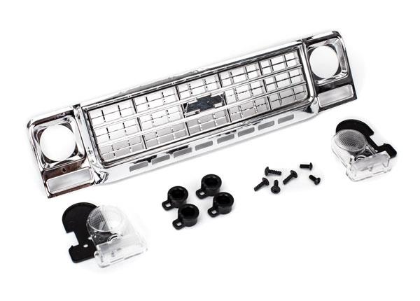 Traxxas Grille, Chevrolet Blazer or K10 Truck (1979)/ grille retainers (4)/ headlight housing (2)/ lens (2)/ 2.6x8 BCS (4)/ 2.5x6 BCS (2) (fits #8130 or 9212 series bodies)
