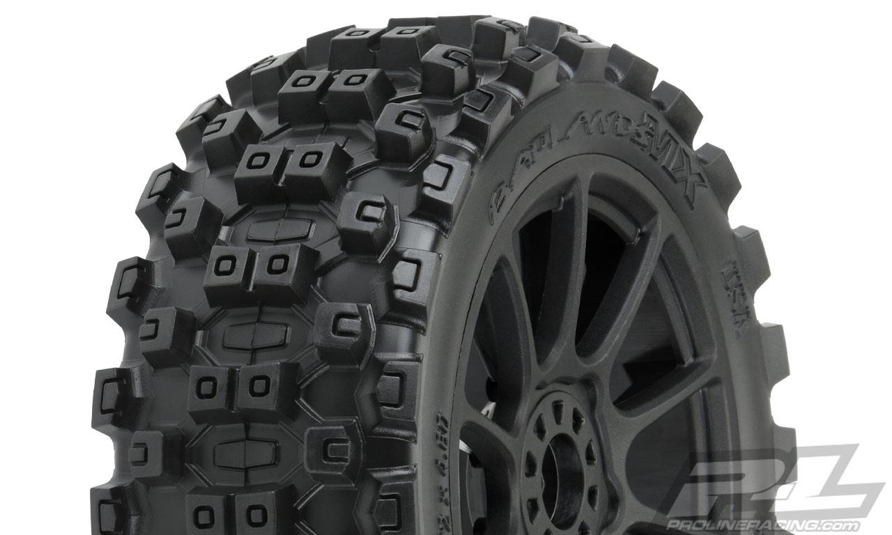 Proline 1/8 Badlands MX M2 F/R Buggy Tires Mounted 17mm Black Mach 10 (2)